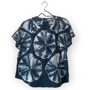 Young Fabulous Broke YFB Blue Tie Dye Henley Top Cotton T Shirt Size Small